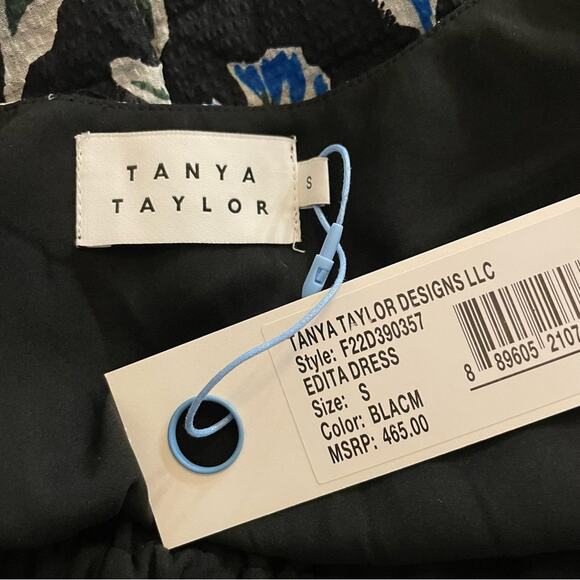 TANYA TAYLOR Edita Fit & Flare Mini Dress Floral Blue Long Sleeve Flowy Sm NEW - Picture 13 of 15